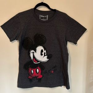 Disney Women’s Mickey Mouse T-Shirt L “All You Need Is Love” Black Double Sided